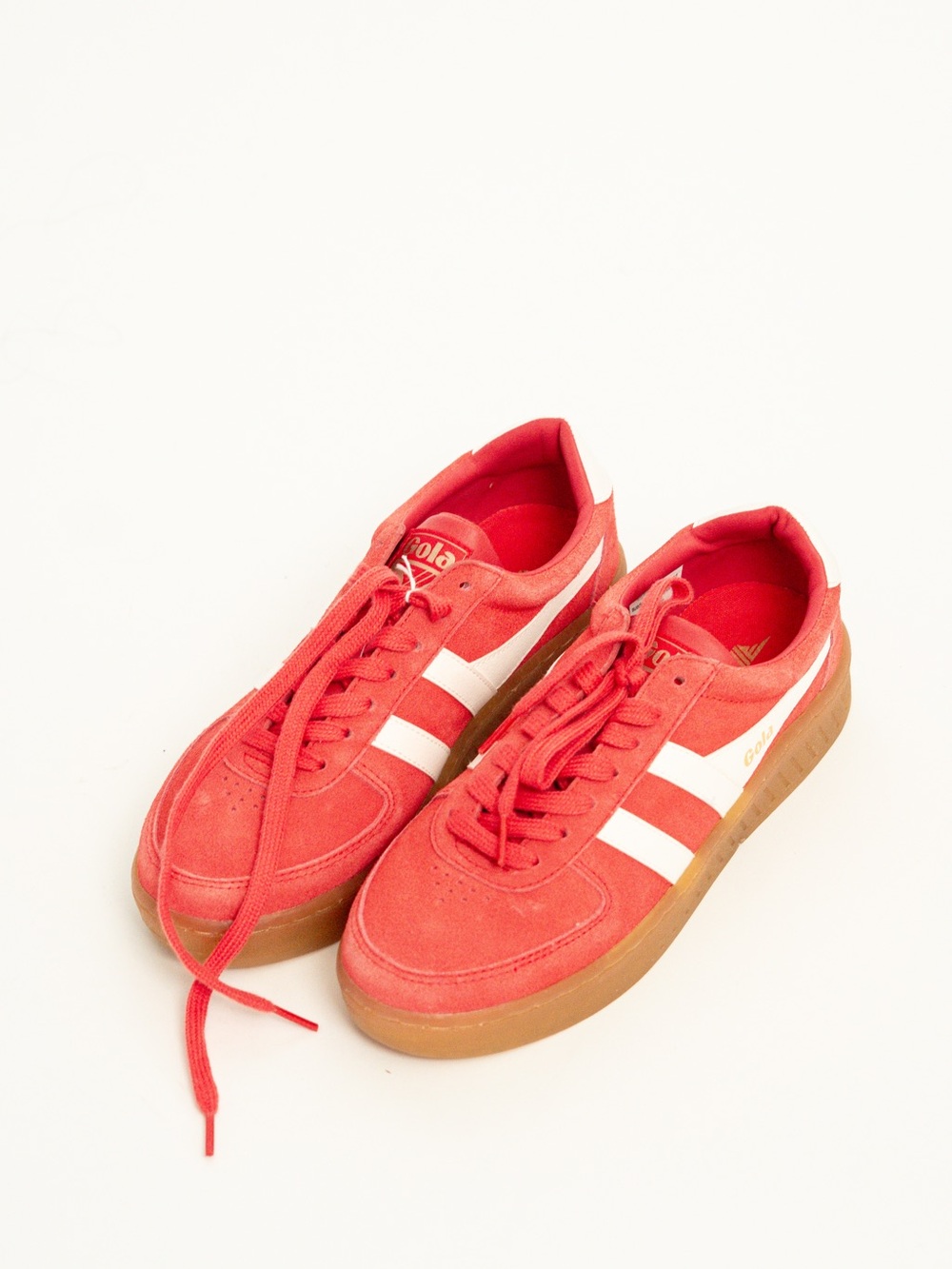 Gola Red Suede Sneakers with White Stripes